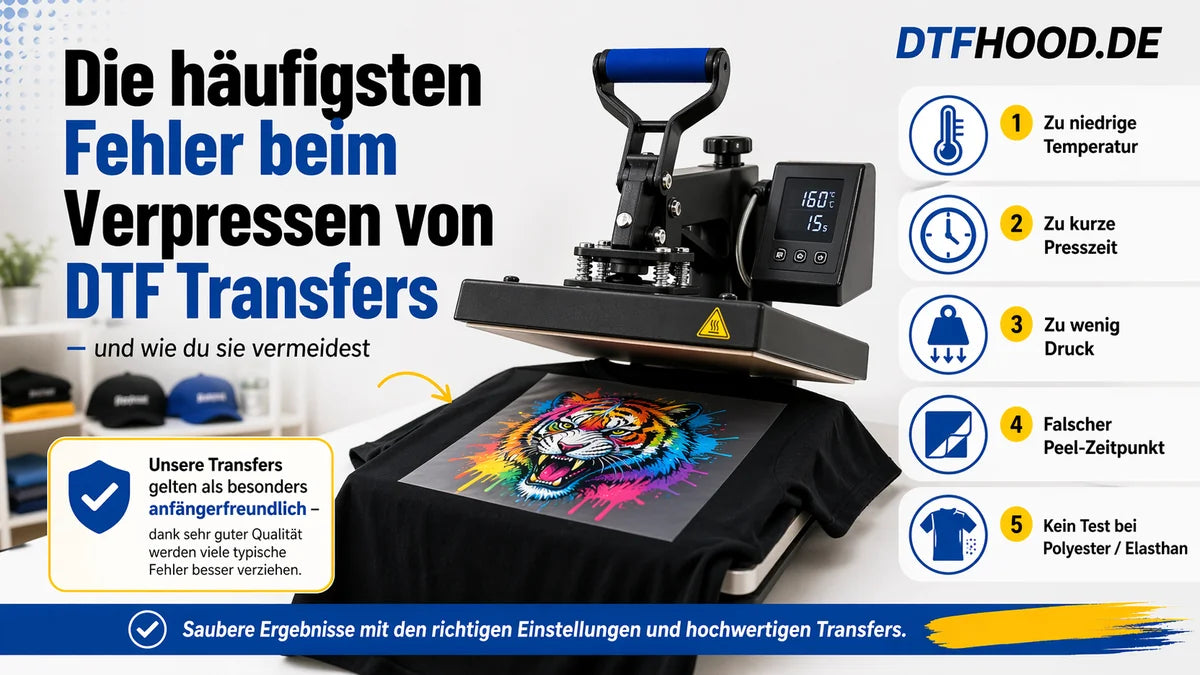 Die häufigsten Fehler beim Verpressen von DTF Transfers – und wie du sie vermeidest 🔥👕